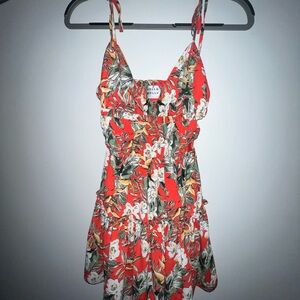 Hello Molly Red and Green Floral Dress